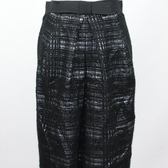 Hanii y Women's Skirt 42 Black Silver Tweed Metallic Bow Accent - Picture 1 of 7